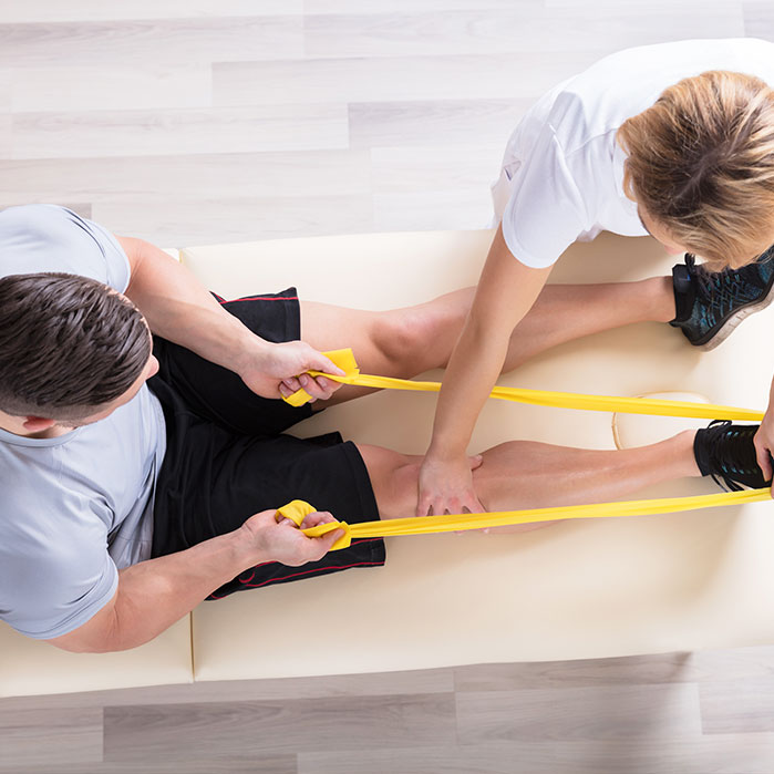 patient getting physical rehabilitation for auto accident injury in Plano